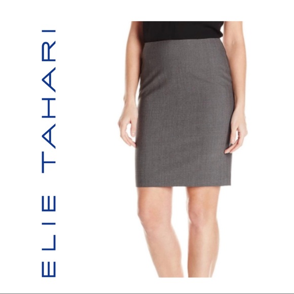 Elie Tahari Grey Wool Blend Skirt - Picture 1 of 6